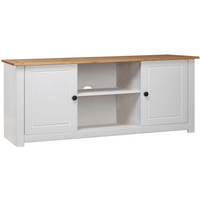vidaXL TV Cabinet White 120x40x50 cm Solid Pine Wood Panama Range