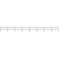 vidaXL Garden Fence with Hoop Top Steel 1426x80 cm Black