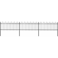 vidaXL Garden Fence with Hoop Top Steel 537x80 cm Black