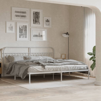 vidaXL Metal Bed Frame without Mattress with Headboard White 200x200cm