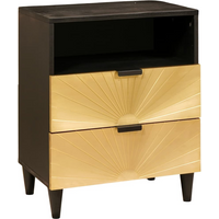 vidaXL Bedside Table Black and Gold 50 x 33 x 60 cm Solid mango wood