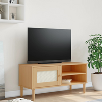 vidaXL TV Cabinet SENJA Rattan Look Brown 106x40x49cm Solid Wood Pine