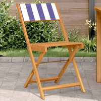 vidaXL Bistro Chairs 2 pcs Blue and White Solid Wood Acacia and Fabric