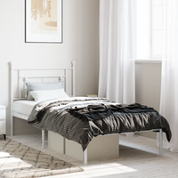 vidaXL Metal Bed Frame without Mattress with Headboard White 90x200cm