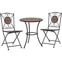vidaXL 3 Piece Mosaic Bistro Set Ceramic Tile Orange/Grey