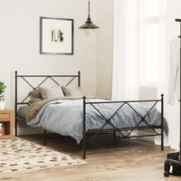 vidaXL Metal Bed Frame without Mattress with Footboard Black 107x203cm