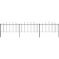 vidaXL Garden Fence with Spear Top Steel 537x150 cm Black