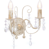 vidaXL Wall Lamp with Beads Antique White 2 x E14 Bulbs