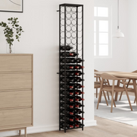 vidaXL Wine Rack for 57 Bottles Black 34x18x200 cm Wrought Iron