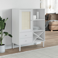 vidaXL Highboard SENJA Rattan Look White 90x40x112cm Solid Wood Pine