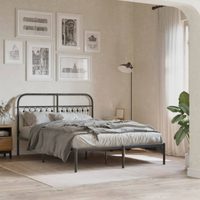 vidaXL Metal Bed Frame without Mattress with Headboard Black 140x200cm