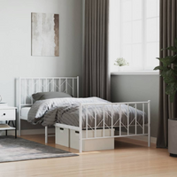 vidaXL Metal Bed Frame without Mattress with Footboard White 100x190cm