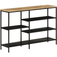vidaXL Console Table 110x30x75 cm Solid Rough Mango Wood and Iron