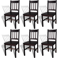 vidaXL Dining Chairs 6 pcs Dark Brown Pinewood