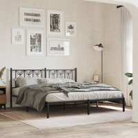 vidaXL Metal Bed Frame without Mattress with Headboard Black 180x200cm