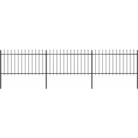 vidaXL Garden Fence with Spear Top Steel 537x100 cm Black