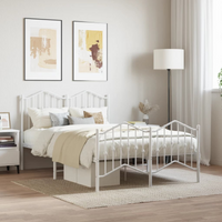 vidaXL Metal Bed Frame without Mattress with Footboard White 120x200cm