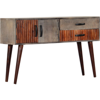 vidaXL Console Table Grey 120x35x75 cm Solid Rough Mango Wood