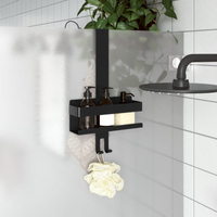 vidaXL Hanging Shower Caddy Matt Black Brushed 304 Stainless Steel