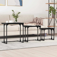 vidaXL Nesting Coffee Table 3 pcs Black oak 50.5 x 35 x 53 cm