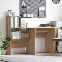 vidaXL Desk Artisan Oak 131.5 x 50 x 106.5 cm Engineered Wood