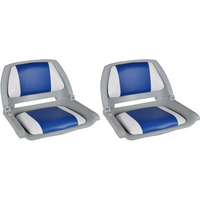 vidaXL Boat Seats 2 pcs Foldable Backrest Blue-white Pillow 41x51x48cm