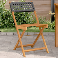 vidaXL Bistro Chairs 2 pcs Black Solid Wood Acacia and Poly Rattan