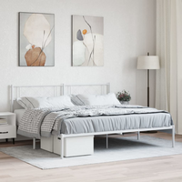 vidaXL Metal Bed Frame without Mattress with Headboard White 180x200cm