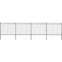 vidaXL Garden Fence with Spear Top Steel 714.5x150 cm Black