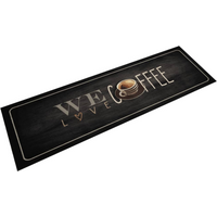vidaXL Kitchen Rug Washable Coffee Text 45x150 cm Velvet