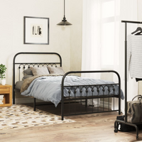 vidaXL Metal Bed Frame without Mattress with Footboard Black 100x190cm