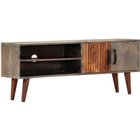 vidaXL TV Cabinet Grey 130x30x46 cm Solid Rough Mango Wood