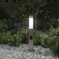vidaXL Bollard Light with Outlet 50 cm Stainless Steel IP44