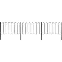 vidaXL Garden Fence with Hoop Top Steel 537x100 cm Black