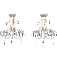 vidaXL Crystal Pendant Ceiling Lamp Chandeliers 2 pcs Elegant White
