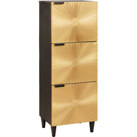 vidaXL Side Cabinet Black and Gold 40 x 33.5 x 110 cm Solid mango wood