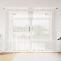vidaXL Lace Curtain with Curtains Floral White 240 x 200 cm Polyester