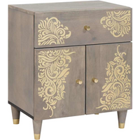 vidaXL Bedside Cabinet Grey 50 x 33 x 60 cm Solid Mango Wood