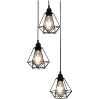 vidaXL Ceiling Lamp with Diamond Design Black 3 x E27 Bulbs