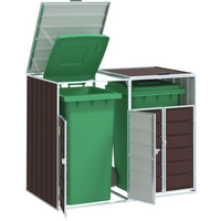 vidaXL Wheelie Bin Storage for Double Bins Brown 144x81x113 cm Steel