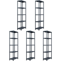 vidaXL Storage Shelf Racks 5 pcs Black 125 kg 60x30x180 cm Plastic