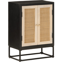 vidaXL Sideboard Black 55x30x76 cm Solid Wood Mango and Iron