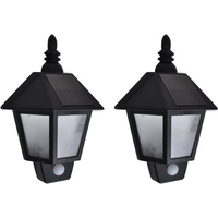 vidaXL Solar Wall Lamps 2 pcs with Motion Sensor Black