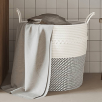 vidaXL Storage Basket Grey and White Ø43x38 cm Cotton