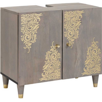 vidaXL Sink cabinet with Storage Grey 62 x 33 x 58 cm Solid Mango Wood