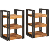 vidaXL Bedside Table 2 pcs Brown and black Solid Mango Wood