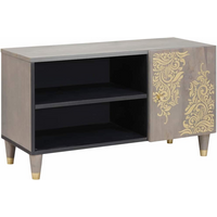 vidaXL TV Cabinet with Shelf Grey 80 x 33 x 46 cm Solid Mango Wood