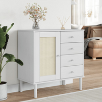 vidaXL Sideboard SENJA Rattan Look White 80x40x80 cm Solid Wood Pine