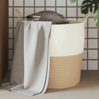 vidaXL Storage Basket Beige and White Ø43x38 cm Cotton