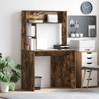 vidaXL Desk with Shelf Smoked Oak 91 x 50 x 149 cm Engineered Wood